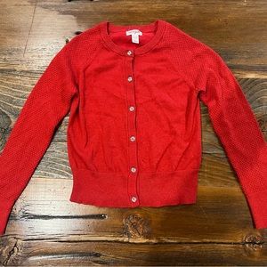 Girls Red Cardigan